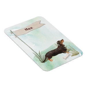 Custom Name Black & Tan Dachshund Pet Dog Magnet
