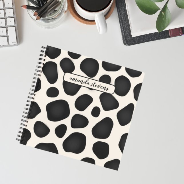 Custom Name Black Typography Abstract Pattern  Notebook (Creator Uploaded)