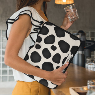 Custom Name Black Typography Pattern Abstract Laptop Sleeve