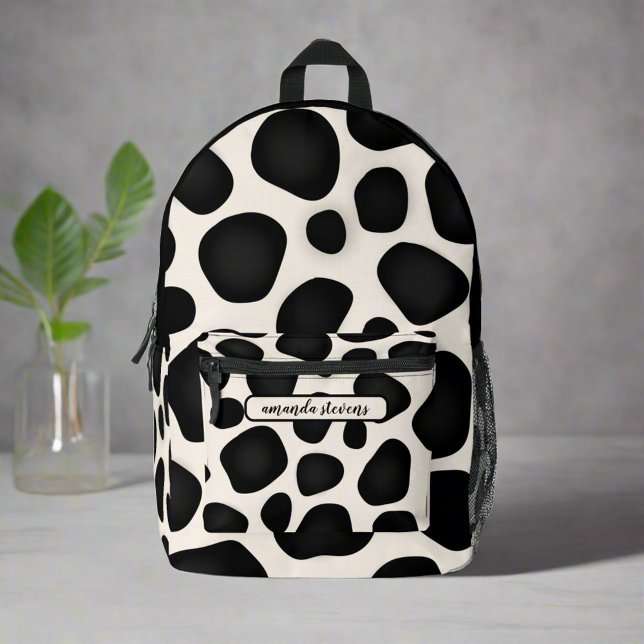 Custom Name Black Typography Pattern Abstract  Printed Backpack (Creator Uploaded)