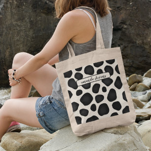 Custom Name Black Typography Pattern Abstract Tote Bag