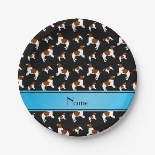 Custom name black Welsh Springer Spaniel dogs Paper Plate