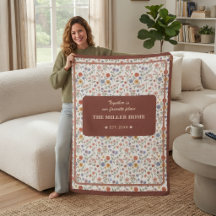 Custom Name Blanket, Family Blanket with Floral