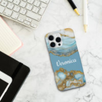 Custom Name Blue Agate Geode Marble Personalised