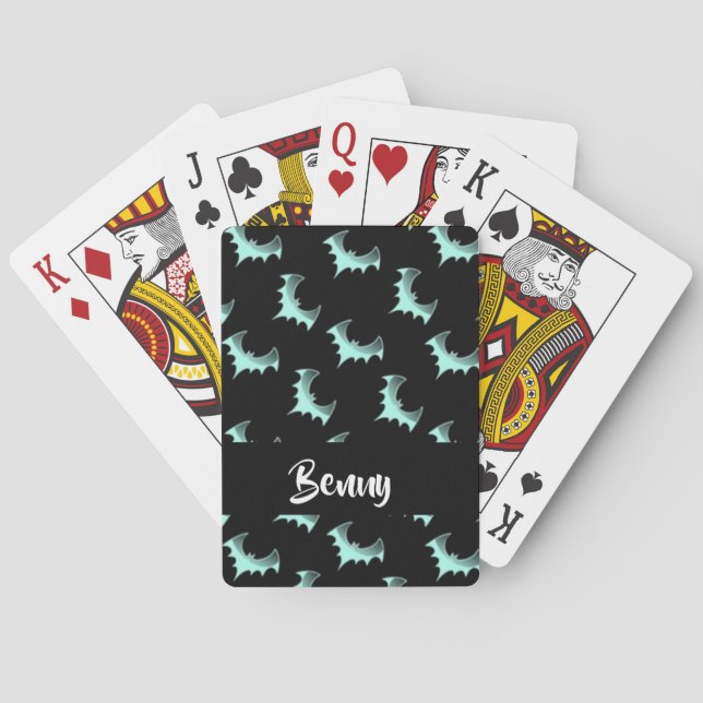 Custom name blue bats playing cards (Back)