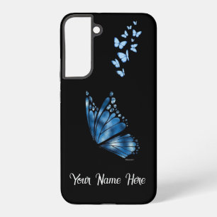 Custom Name Blue Butterfly Samsung Galaxy S22 Plus Case
