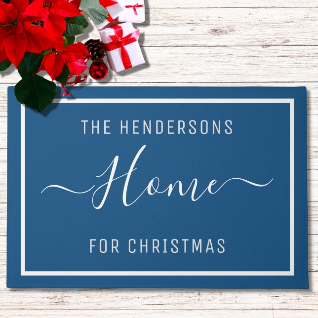 Custom Name Blue Christmas Doormat (Creator Uploaded)