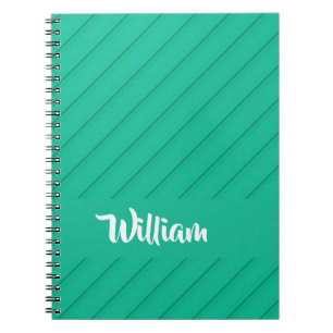 Custom name blue diagonal plastic textured notebook