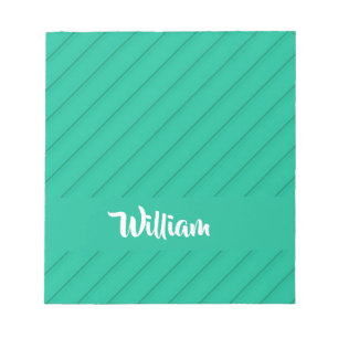 Custom name blue diagonal plastic textured notepad