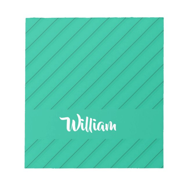 Custom name blue diagonal plastic textured notepad (Front)