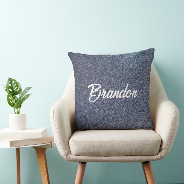 Custom name blue glitter cushion (Chair)