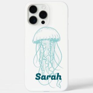 Custom Name Blue Jellyfish iPhone 16 Pro Max Case
