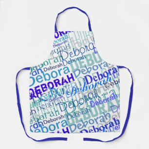 custom name blue pattern apron