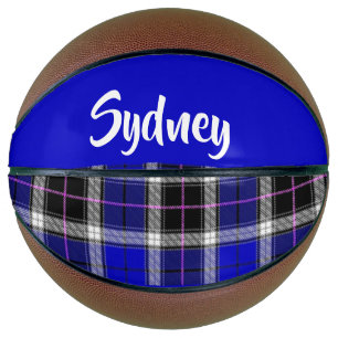 Custom name blue plaid pattern basketball
