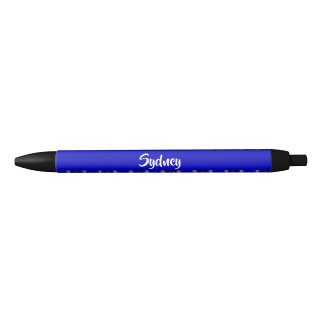 Custom name blue plaid pattern black ink pen (Front)
