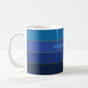 Custom Name Blue Shades Colour Block  Coffee Mug