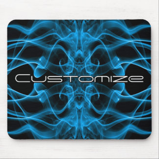 Custom Name Blue Smoke Symmetrical Black Mouse Pad
