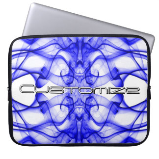 Custom Name Blue Smoke Symmetrical White Laptop Sleeve