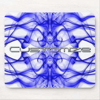 Custom Name Blue Smoke Symmetrical White Mouse Pad