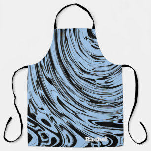Custom Name Blue Swirls Black Patterns Gift Apron