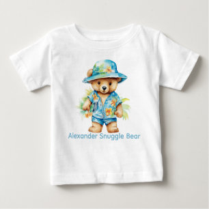 Custom Name Blue Teddy Bear Baby Shirt