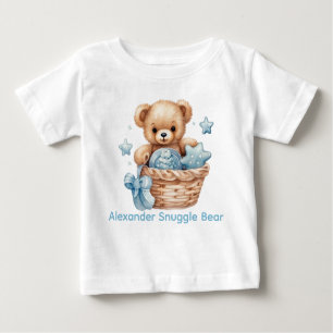 Custom Name Blue Teddy Bear Baby Shirt