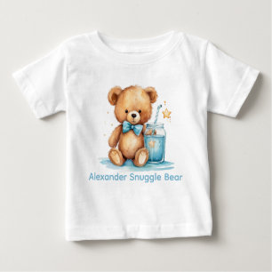 Custom Name Blue Teddy Bear Baby Shirt