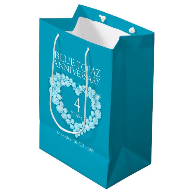 Custom name blue topaz 4th anniversary photo bag (Front Angled)
