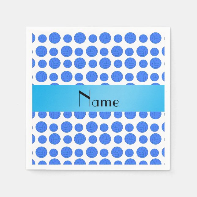 Custom name blue volleyball pattern napkin (Front)