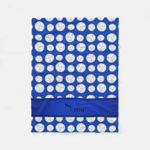 Custom name blue volleyballs blue stripe fleece blanket
