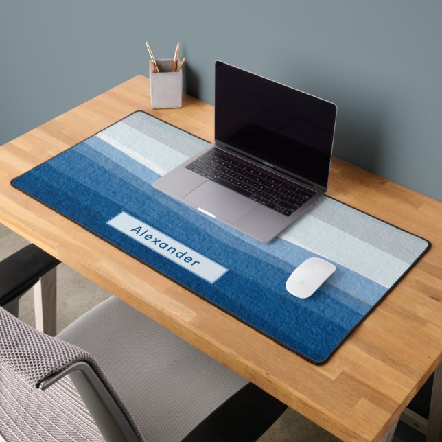 Custom Name Blue Waves Office Decor Deskmat (Office 2)