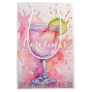 Custom Name Blush Pink Bachelorette Party  Medium Gift Bag