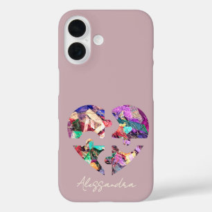 Custom Name Blush Powder Pink Cute Colorful Heart  iPhone 16 Case