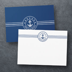 Custom Name Boat Anchor Nautical Stars Rope Navy Card