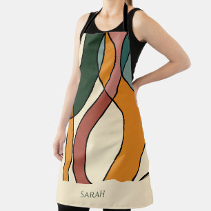 Custom Name Boho Abstract Earthy Modern Kitchen Apron