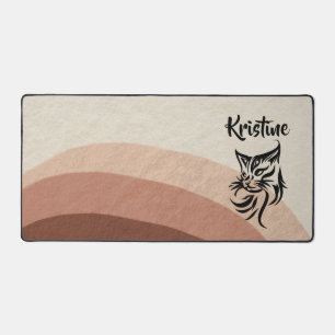 Custom Name Boho Cat Computer Desk Mat