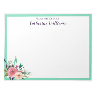 Custom Name Boho Floral Bouquet Stationery Pen Pal Notepad