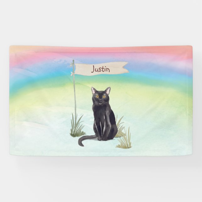 Custom Name Bombay Cat Pet Banner (Horizontal)