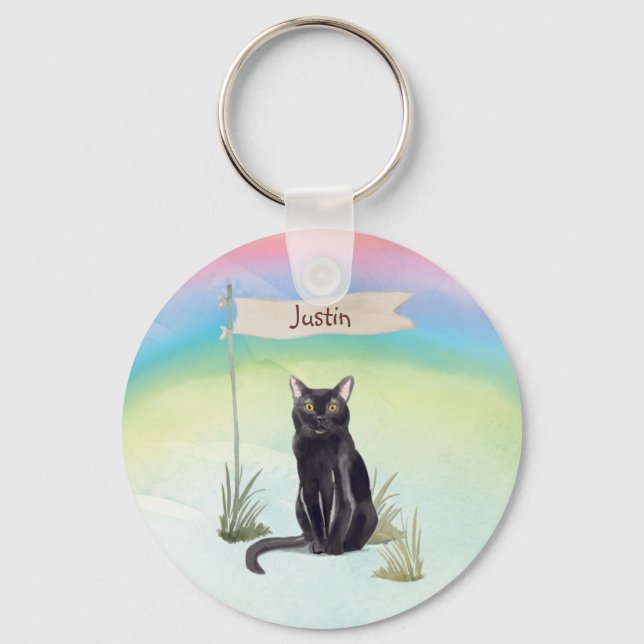 Custom Name Bombay Cat Pet Key Ring (Front)
