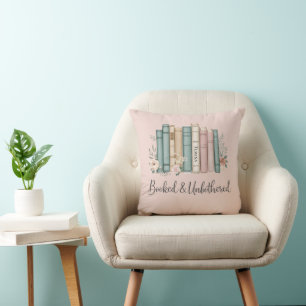 Custom Name Book Lover Booked and Unbothered Gift Cushion