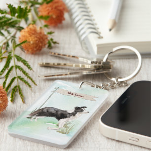 Custom Name Border Collie Pet Dog Key Ring