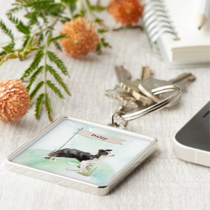 Custom Name Border Collie Pet Dog Key Ring
