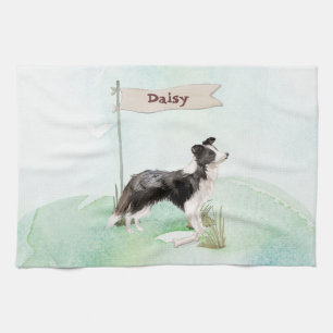 Custom Name Border Collie Pet Dog Tea Towel