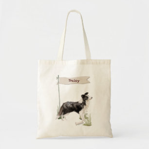 Custom Name Border Collie Pet Dog Tote Bag