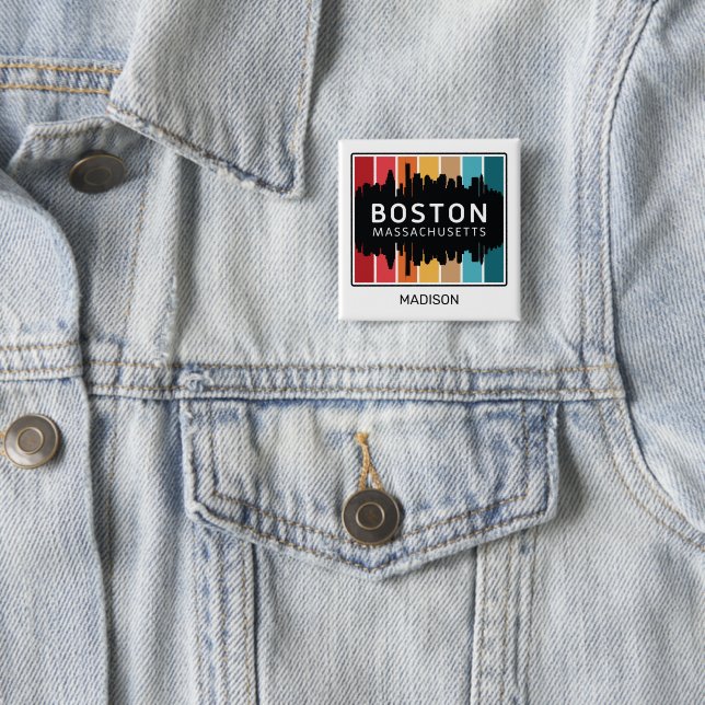 Custom Name Boston Massachusetts 15 Cm Square Badge (In Situ)