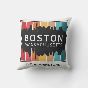 Custom Name Boston Massachusetts Cushion