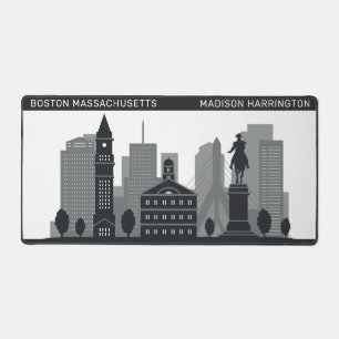Custom Name Boston Massachusetts Desk Mat