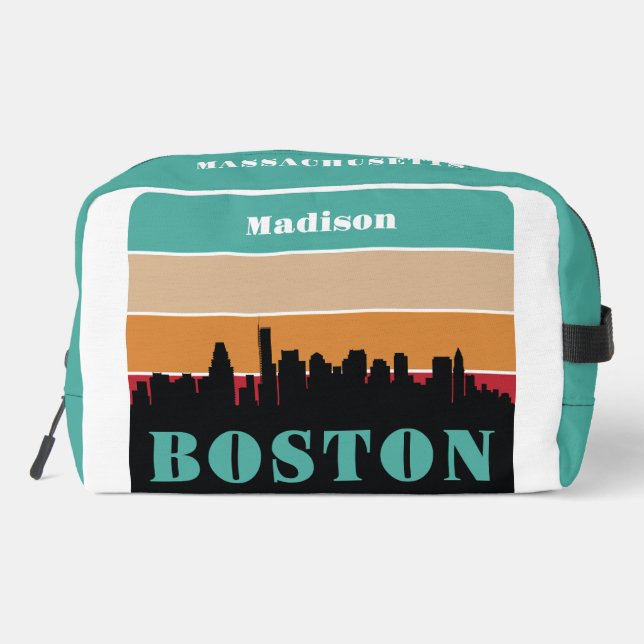 Custom Name Boston Massachusetts Dopp Kit (Back)