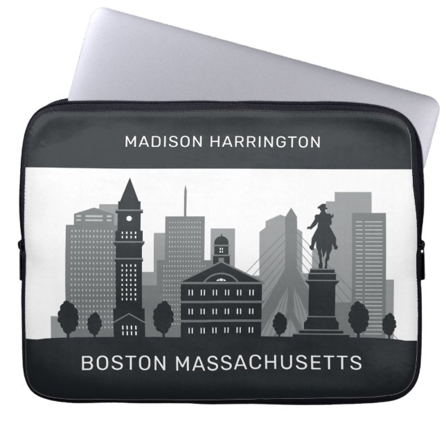 Custom Name Boston Massachusetts Laptop Sleeve (Front)