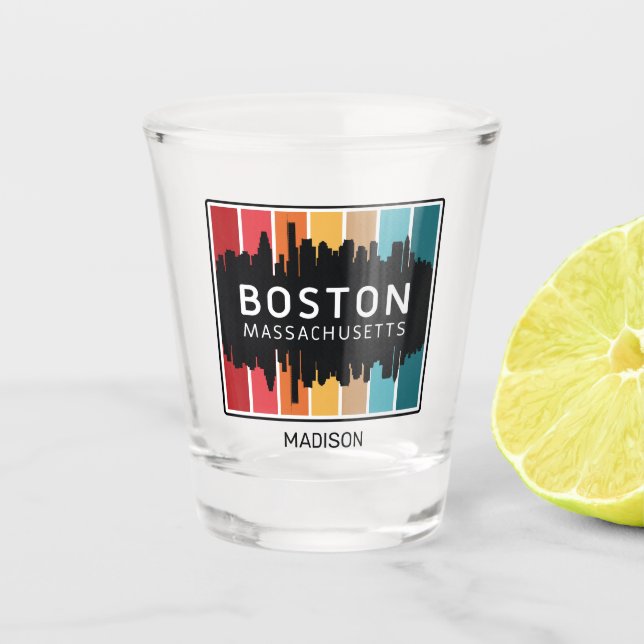 Custom Name Boston Massachusetts Shot Glass (Front)